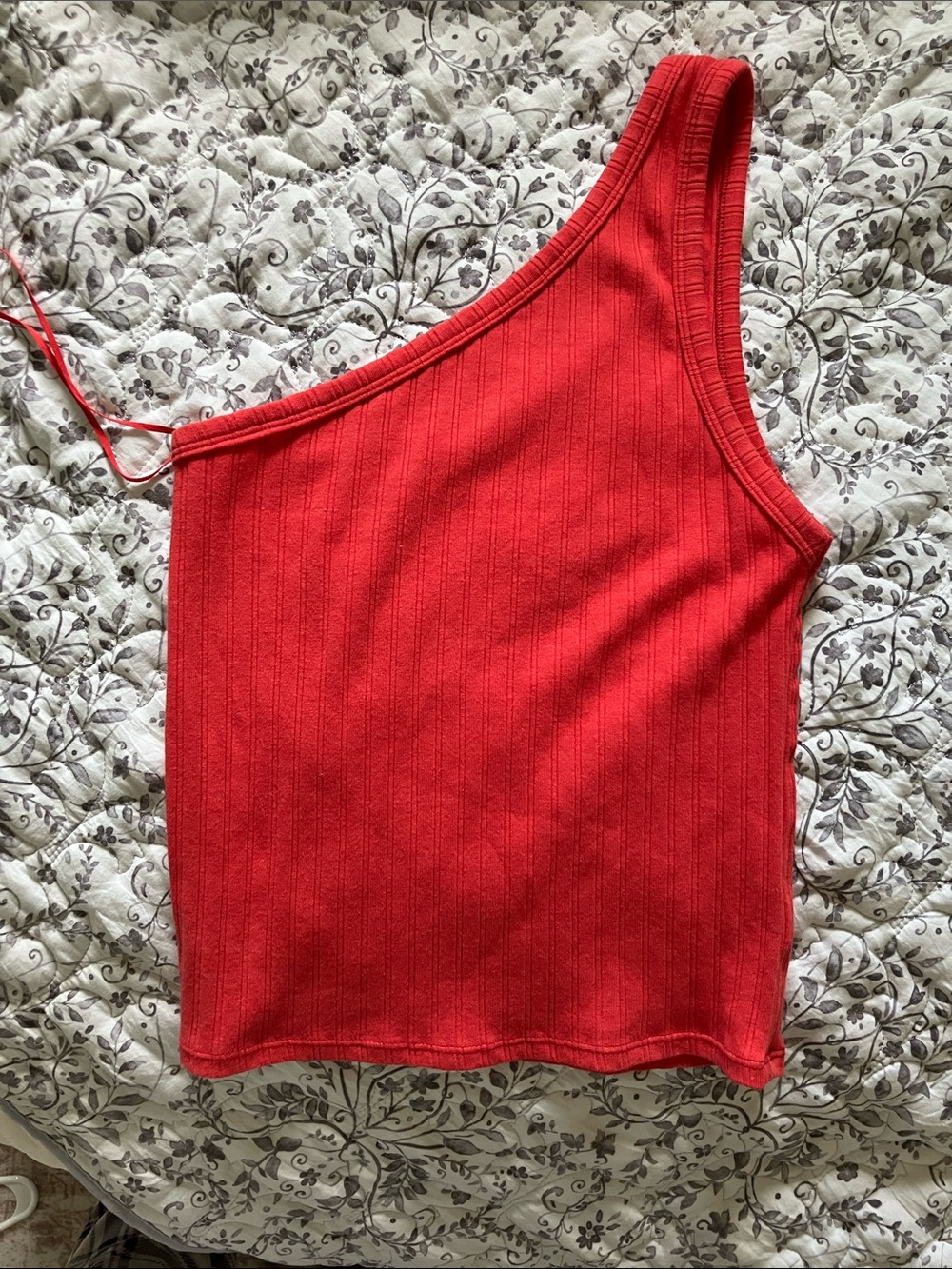 American Eagle Outfitters Red Ribbed One-Shoulder Tank
